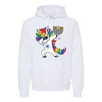 Jewnicorn Funny Hanukkah Unicorn Dabbing Unicorn Premium Hoodie