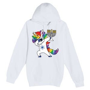 Jewnicorn Funny Hanukkah Unicorn Dabbing Unicorn Premium Pullover Hoodie