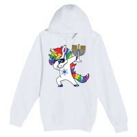 Jewnicorn Funny Hanukkah Unicorn Dabbing Unicorn Premium Pullover Hoodie