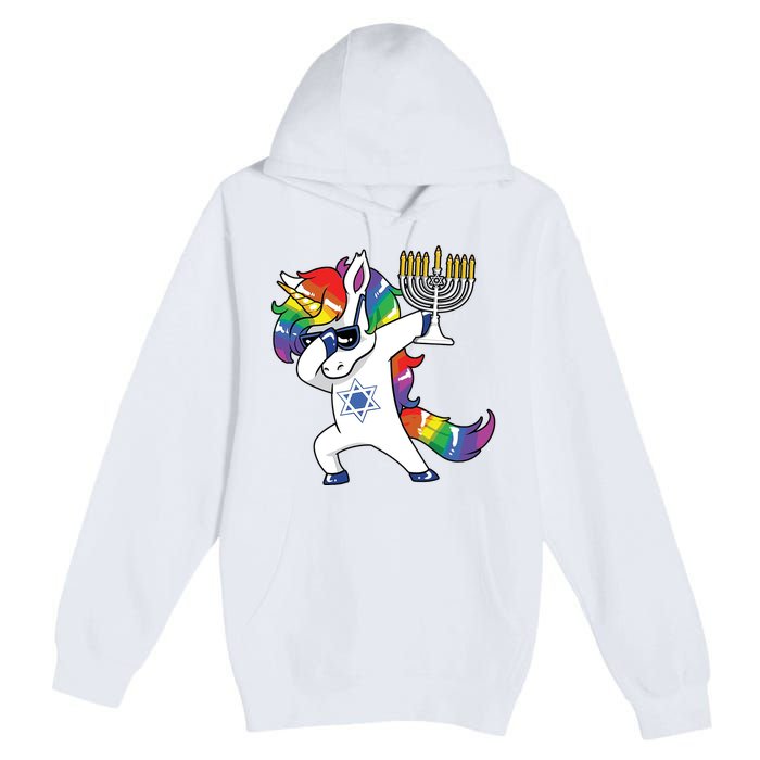 Jewnicorn Funny Hanukkah Unicorn Dabbing Unicorn Premium Pullover Hoodie