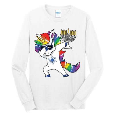 Jewnicorn Funny Hanukkah Unicorn Dabbing Unicorn Tall Long Sleeve T-Shirt