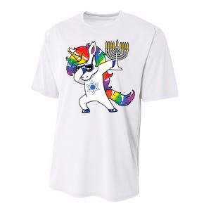 Jewnicorn Funny Hanukkah Unicorn Dabbing Unicorn Performance Sprint T-Shirt