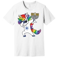 Jewnicorn Funny Hanukkah Unicorn Dabbing Unicorn Premium T-Shirt