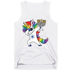 Jewnicorn Funny Hanukkah Unicorn Dabbing Unicorn Tank Top