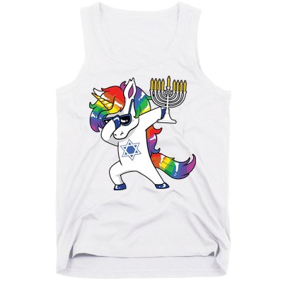 Jewnicorn Funny Hanukkah Unicorn Dabbing Unicorn Tank Top