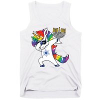 Jewnicorn Funny Hanukkah Unicorn Dabbing Unicorn Tank Top