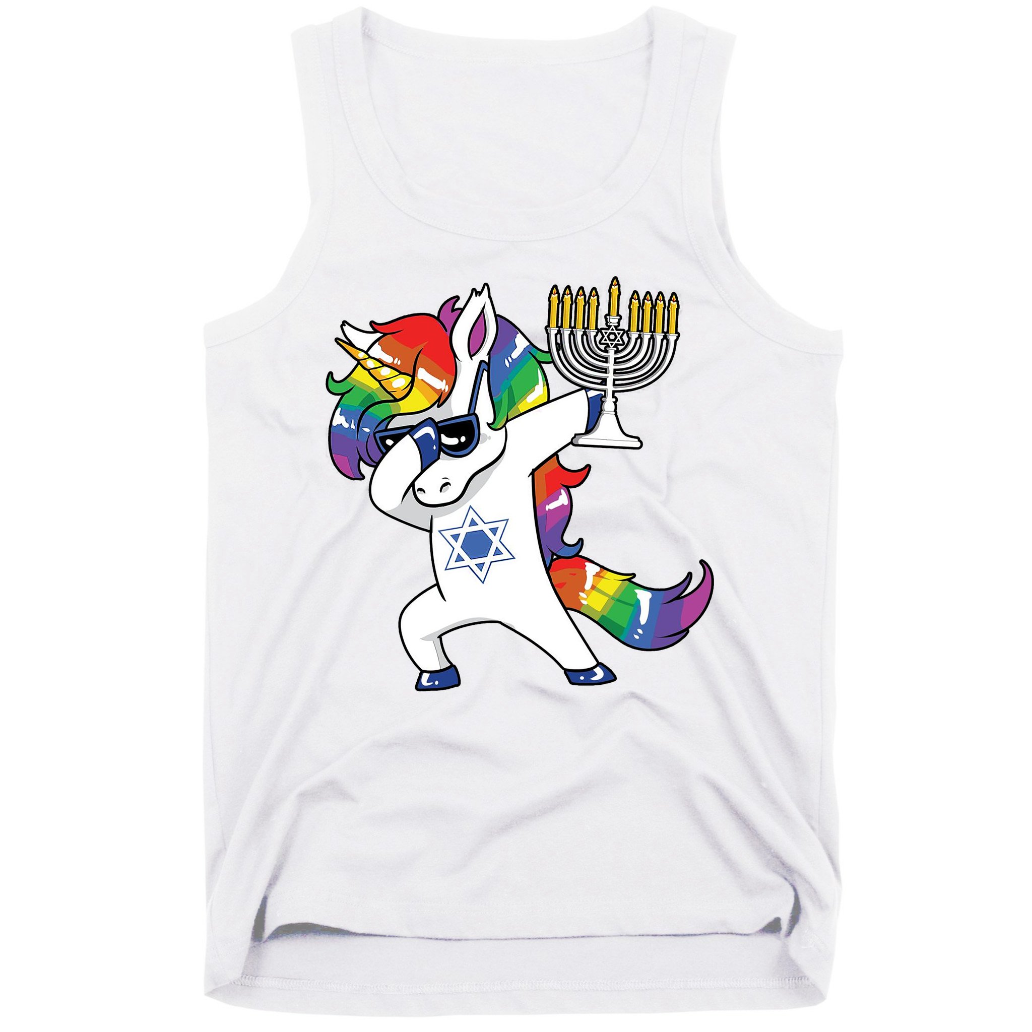 Jewnicorn Funny Hanukkah Unicorn Dabbing Unicorn Tank Top