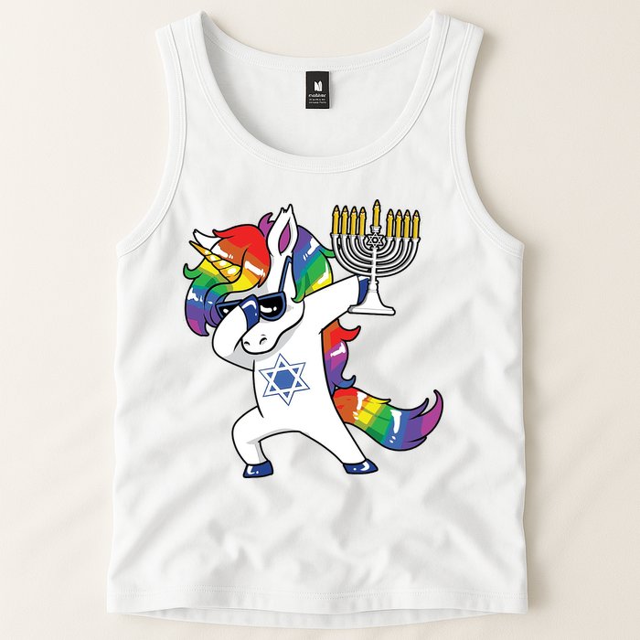 Jewnicorn Funny Hanukkah Unicorn Dabbing Unicorn Tank Top