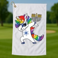 Jewnicorn Funny Hanukkah Unicorn Dabbing Unicorn Golf Towel