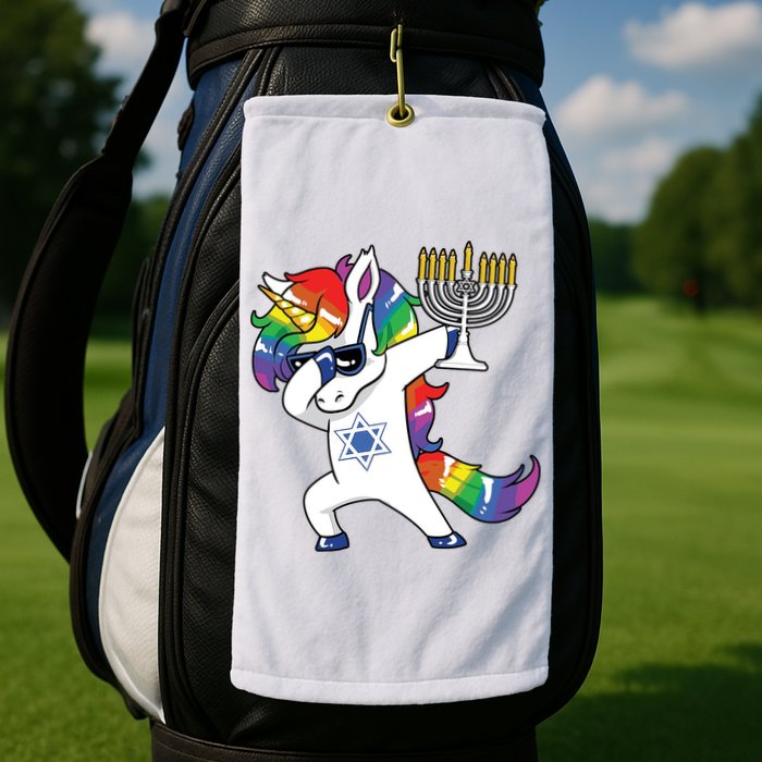Jewnicorn Funny Hanukkah Unicorn Dabbing Unicorn Golf Towel