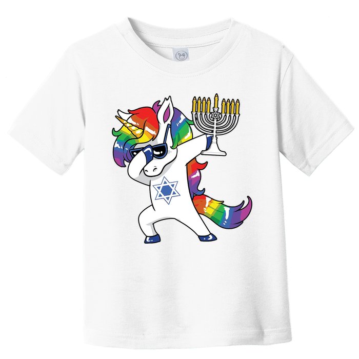 Jewnicorn Funny Hanukkah Unicorn Dabbing Unicorn Toddler T-Shirt