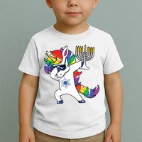 Jewnicorn Funny Hanukkah Unicorn Dabbing Unicorn Toddler T-Shirt