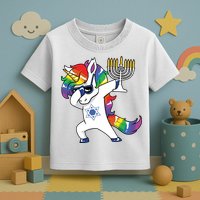 Jewnicorn Funny Hanukkah Unicorn Dabbing Unicorn Toddler T-Shirt