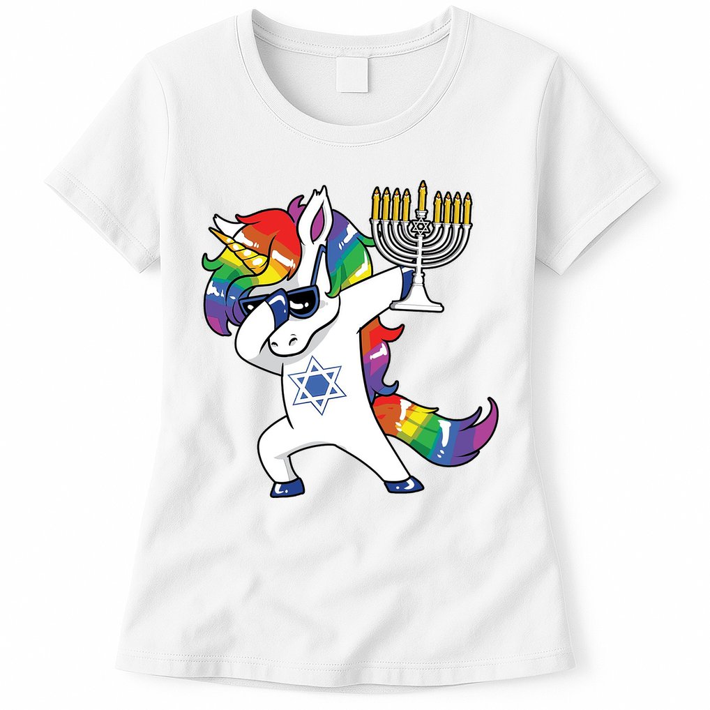 Jewnicorn Funny Hanukkah Unicorn Dabbing Unicorn Womens T-Shirt