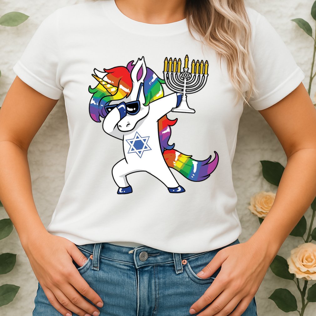 Jewnicorn Funny Hanukkah Unicorn Dabbing Unicorn Womens T-Shirt
