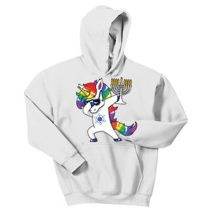 Jewnicorn Funny Hanukkah Unicorn Dabbing Unicorn Kids Hoodie