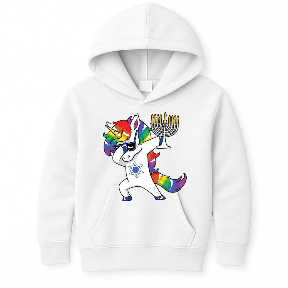 Jewnicorn Funny Hanukkah Unicorn Dabbing Unicorn Kids Hoodie