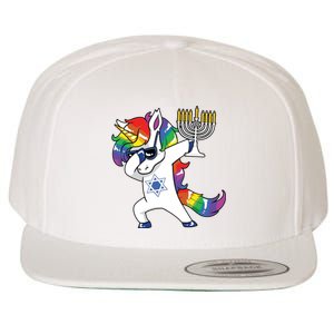 Jewnicorn Funny Hanukkah Unicorn Dabbing Unicorn Wool Snapback Cap