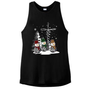 Jesus Faith Hope Love Snowman Funny Merry Xmas For Christian Ladies PosiCharge Tri-Blend Wicking Tank