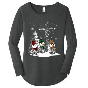 Jesus Faith Hope Love Snowman Funny Merry Xmas For Christian Women's Perfect Tri Tunic Long Sleeve Shirt