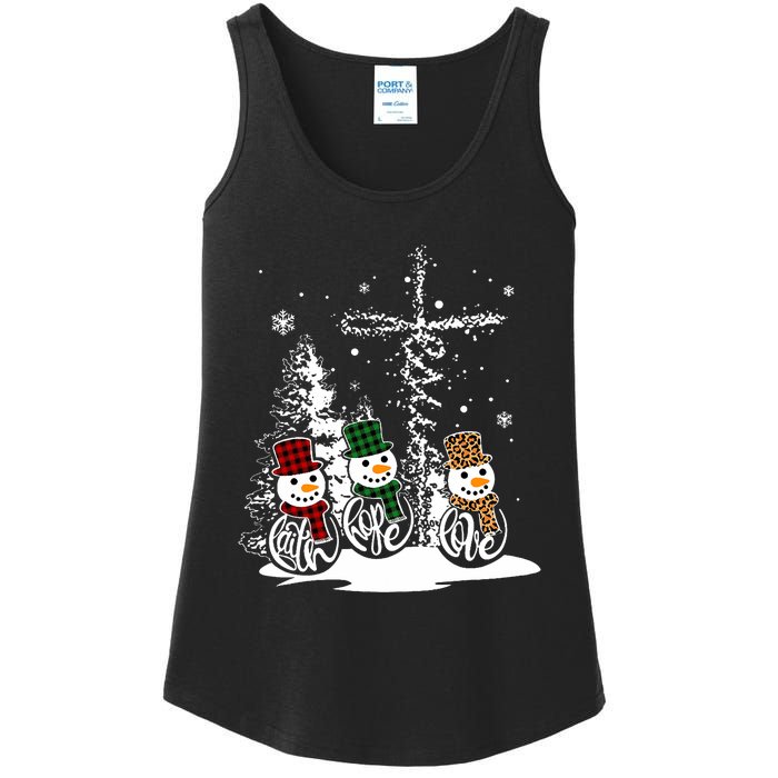 Jesus Faith Hope Love Snowman Funny Merry Xmas For Christian Ladies Essential Tank