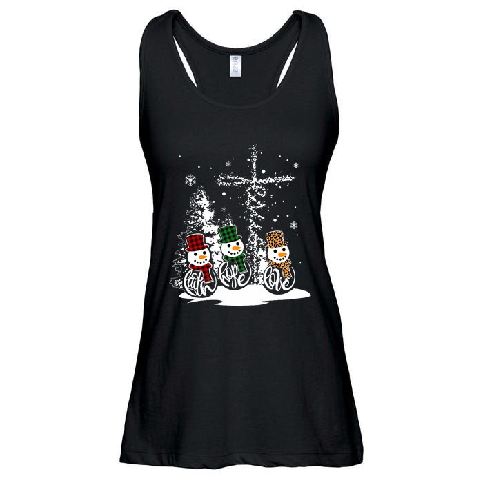 Jesus Faith Hope Love Snowman Funny Merry Xmas For Christian Ladies Essential Flowy Tank