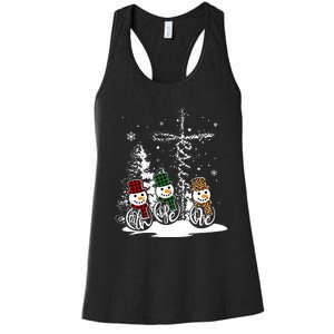 Jesus Faith Hope Love Snowman Funny Merry Xmas For Christian Women's Racerback Tank