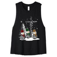 Jesus Faith Hope Love Snowman Funny Merry Xmas For Christian Women's Racerback Cropped Tank