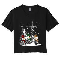 Jesus Faith Hope Love Snowman Funny Merry Xmas For Christian Women's Crop Top Tee