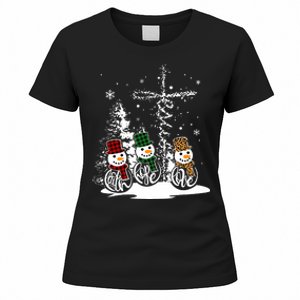 Jesus Faith Hope Love Snowman Funny Merry Xmas For Christian Women's T-Shirt