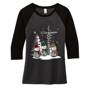 Jesus Faith Hope Love Snowman Funny Merry Xmas For Christian Women's Tri-Blend 3/4-Sleeve Raglan Shirt