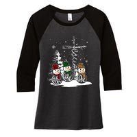 Jesus Faith Hope Love Snowman Funny Merry Xmas For Christian Women's Tri-Blend 3/4-Sleeve Raglan Shirt