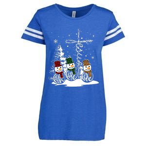 Jesus Faith Hope Love Snowman Funny Merry Xmas For Christian Enza Ladies Jersey Football T-Shirt