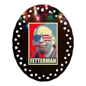 John Fetterman Hope Poster Vote For Democrat President 2024 Ceramic Oval Ornament