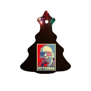 John Fetterman Hope Poster Vote For Democrat President 2024 Ceramic Tree Ornament