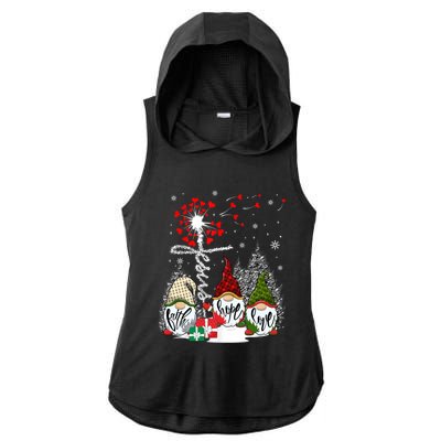 Jesus Faith Hope Love Xmas Christian Gnomes Dandelion Cool Gift Ladies PosiCharge Tri-Blend Wicking Draft Hoodie Tank