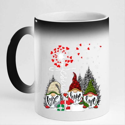 Jesus Faith Hope Love Xmas Christian Gnomes Dandelion Cool Gift 11oz Black Color Changing Mug