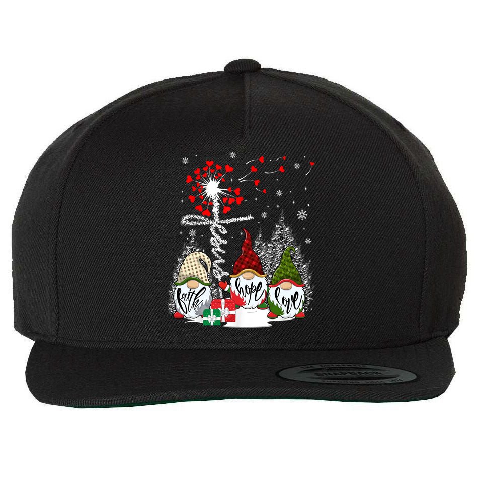 Jesus Faith Hope Love Xmas Christian Gnomes Dandelion Cool Gift Wool Snapback Cap