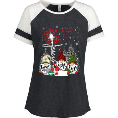 Jesus Faith Hope Love Xmas Christian Gnomes Dandelion Cool Gift Enza Ladies Jersey Colorblock Tee