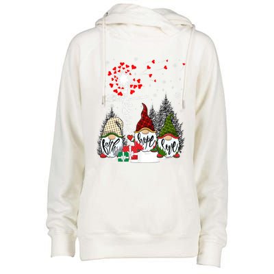 Jesus Faith Hope Love Xmas Christian Gnomes Dandelion Cool Gift Womens Funnel Neck Pullover Hood