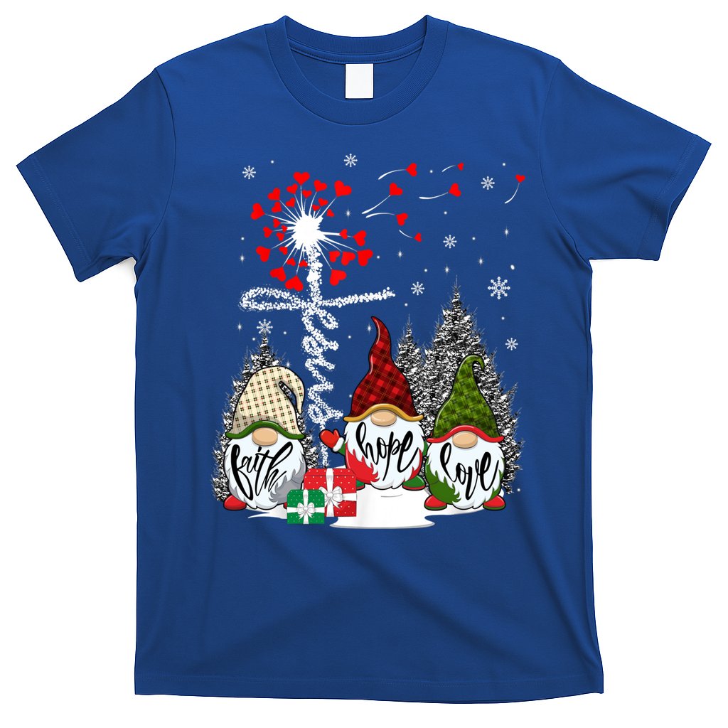 Jesus Faith Hope Love Xmas Christian Gnomes Dandelion Cool Gift T-Shirt