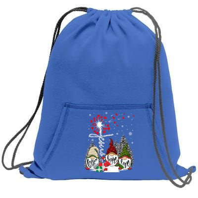 Jesus Faith Hope Love Xmas Christian Gnomes Dandelion Cool Gift Sweatshirt Cinch Pack Bag