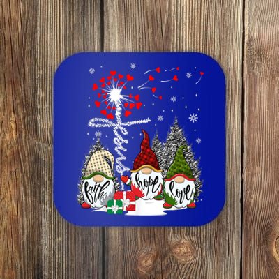 Jesus Faith Hope Love Xmas Christian Gnomes Dandelion Cool Gift Coaster