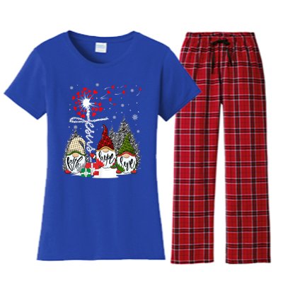 Jesus Faith Hope Love Xmas Christian Gnomes Dandelion Cool Gift Women's Flannel Pajama Set