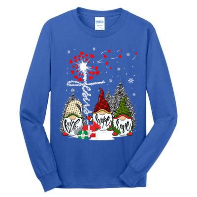 Jesus Faith Hope Love Xmas Christian Gnomes Dandelion Cool Gift Tall Long Sleeve T-Shirt
