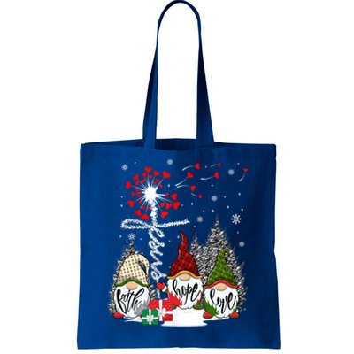 Jesus Faith Hope Love Xmas Christian Gnomes Dandelion Cool Gift Tote Bag