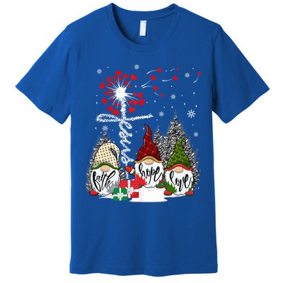 Jesus Faith Hope Love Xmas Christian Gnomes Dandelion Cool Gift Premium T-Shirt