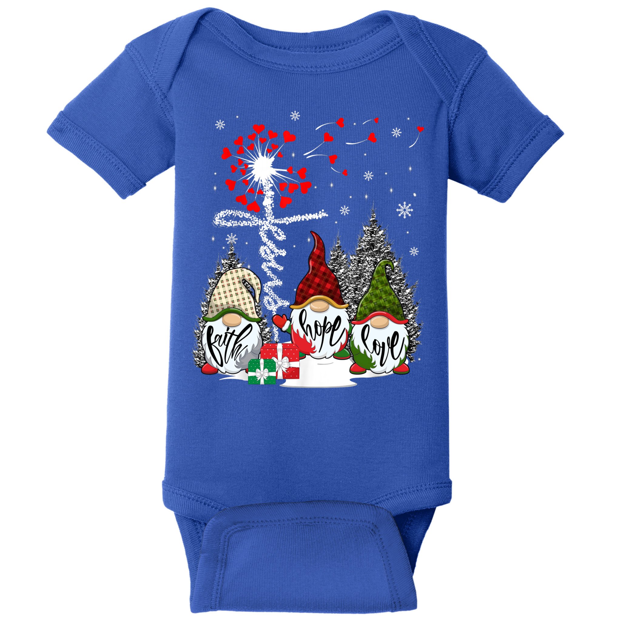 Jesus Faith Hope Love Xmas Christian Gnomes Dandelion Cool Gift Baby Bodysuit