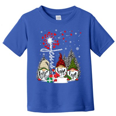 Jesus Faith Hope Love Xmas Christian Gnomes Dandelion Cool Gift Toddler T-Shirt