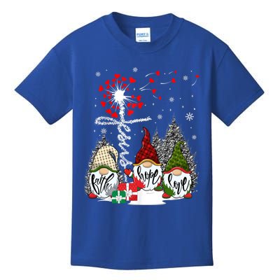 Jesus Faith Hope Love Xmas Christian Gnomes Dandelion Cool Gift Kids T-Shirt